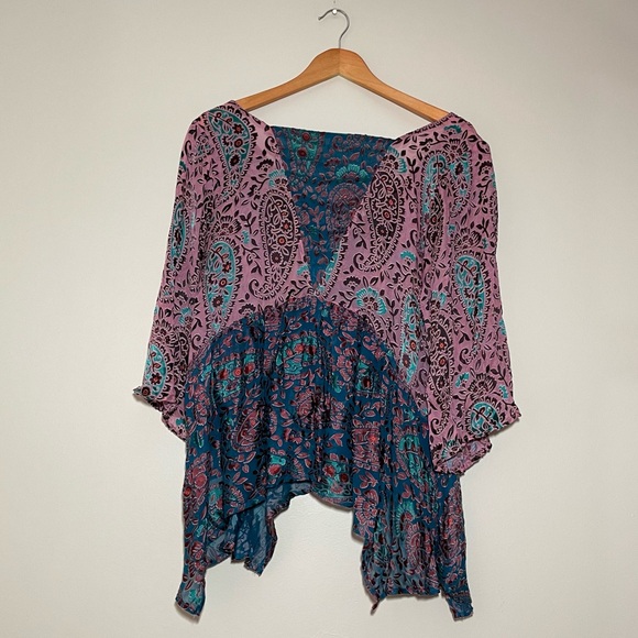 Anthropologie Valo Velvet Burnout Paisley Blouse - Picture 8 of 8